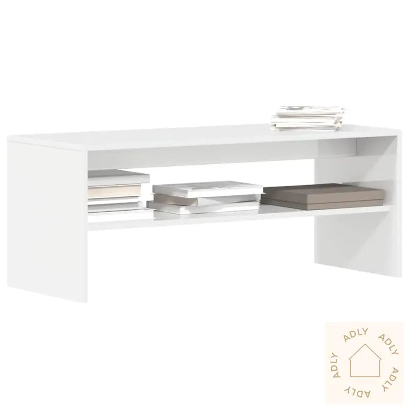 Tv-Benk Høyglans Hvit 100X40X40 Cm Sponplate