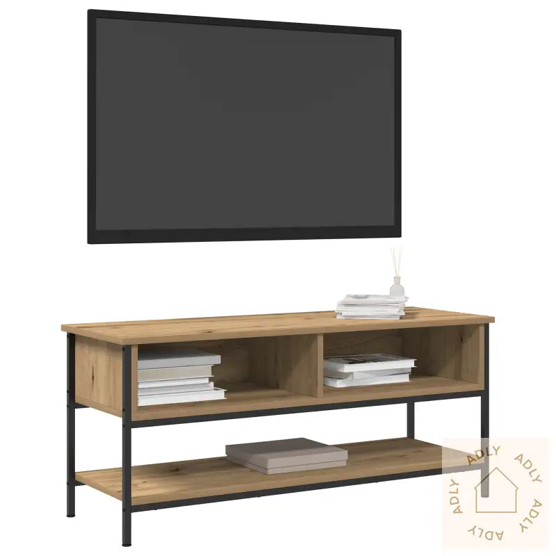 Tv-Benk Artisan Eik 100X35X45 Cm Bearbeidet Tre Og Stål