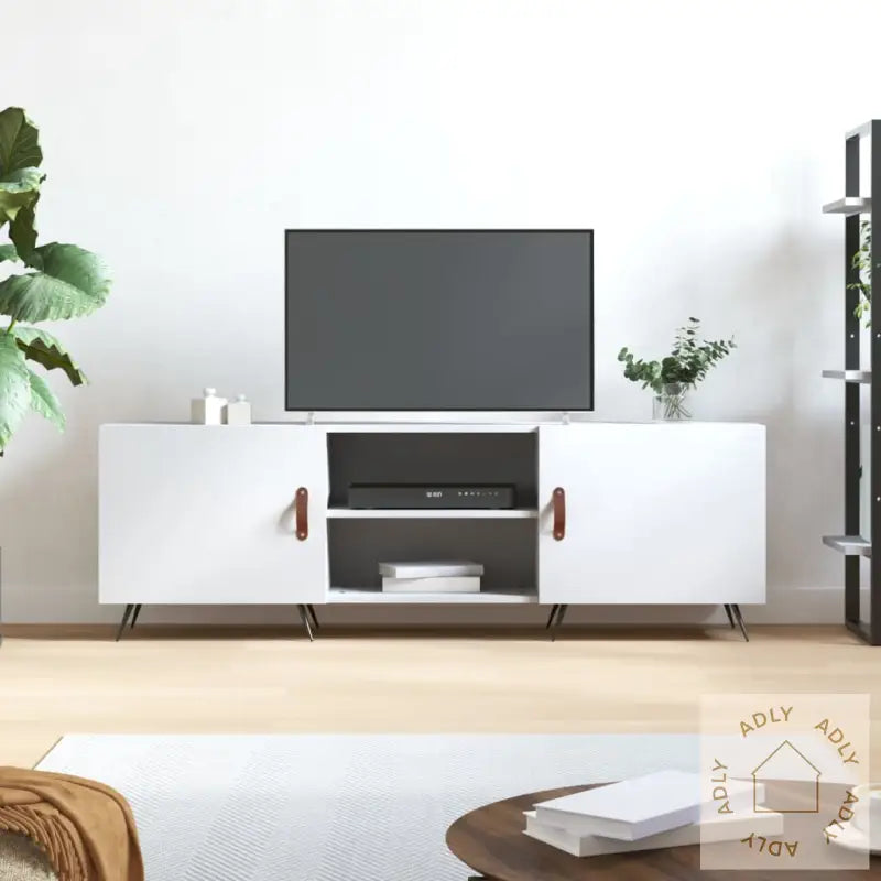 Tv-Benk Hvit 150X30X50 Cm Konstruert Tre