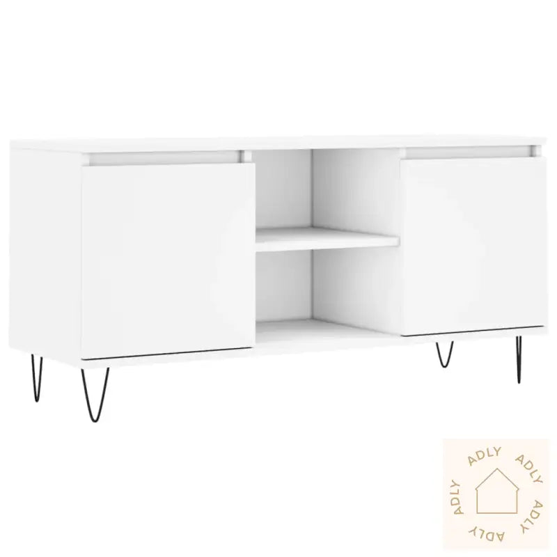 Tv-Benk Hvit 104X35X50 Cm Konstruert Tre