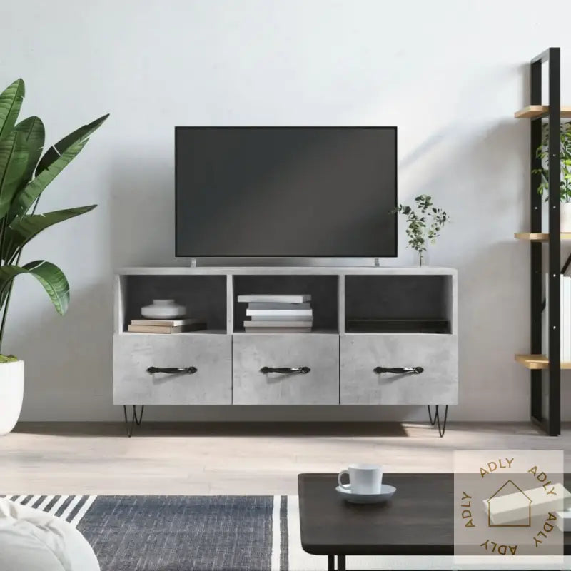 Tv-Benk Betonggrå 120X35X48 Cm Konstruert Tre