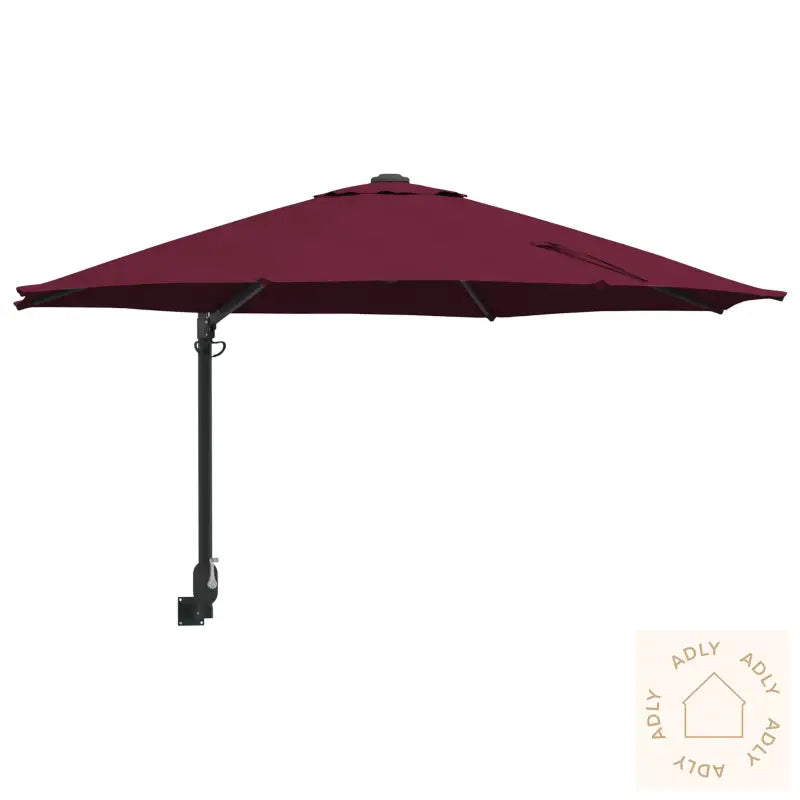 Uteplassparasoll Burgunder Polyester Stor Sammenleggbar Rund