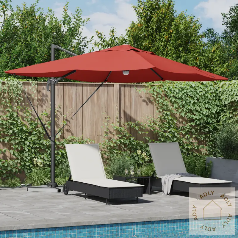 Cantilever Parasoll Terrakotta Polyester Stor Sammenleggbar