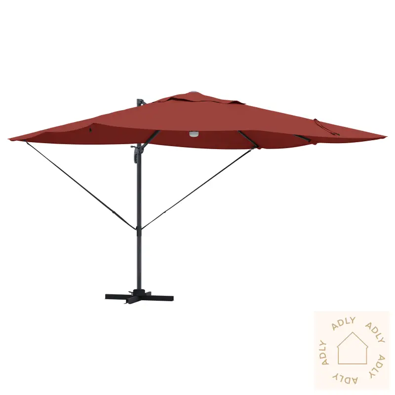Cantilever Parasoll Terrakotta Polyester Stor Sammenleggbar