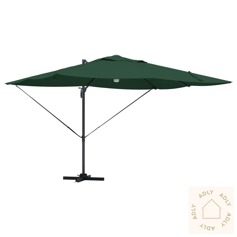 Grønn Cantilever Parasoll Grønn Polyester, Metall Stor