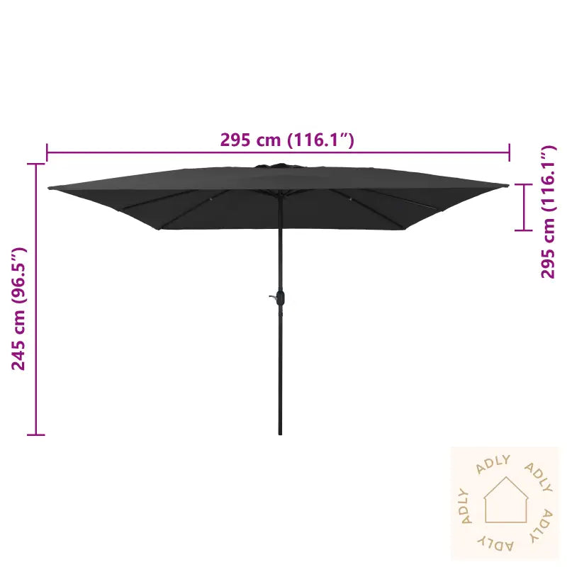Firkantet Hageparasol 295X245 Cm Antrasitt