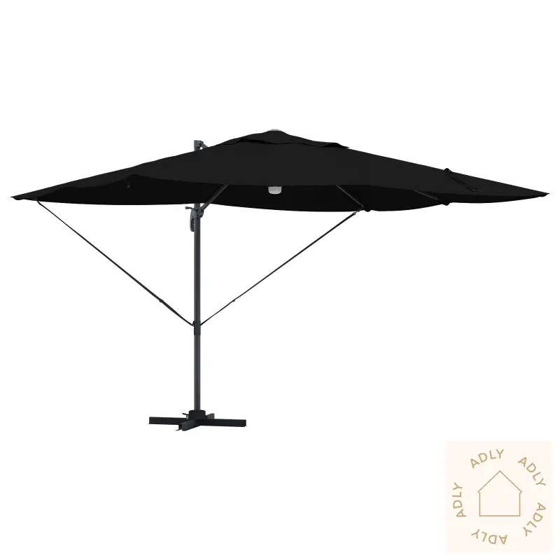Cantilever Parasoll - Svart Polyester, Pulverlakkert Stål Stor