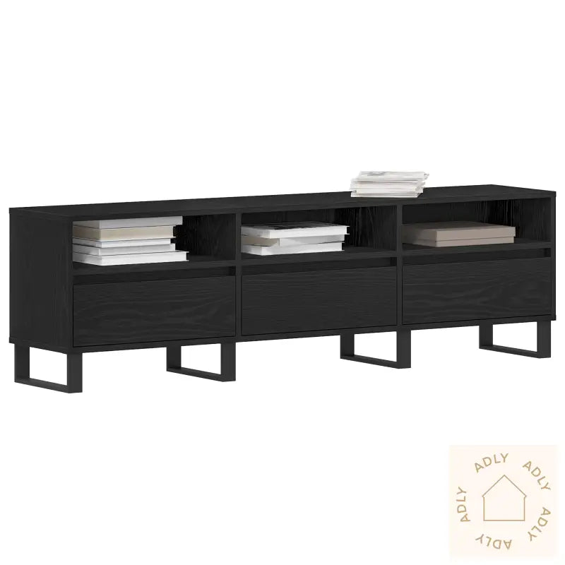 Tv-Benk Svart Eik 150X30X44,5 Cm Konstruert Tre