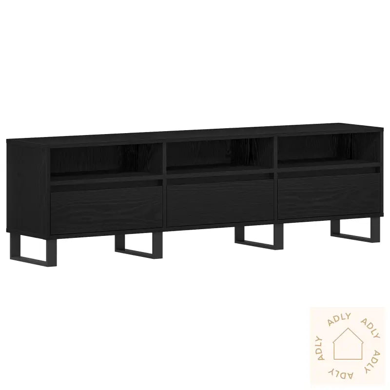 Tv-Benk Svart Eik 150X30X44,5 Cm Konstruert Tre