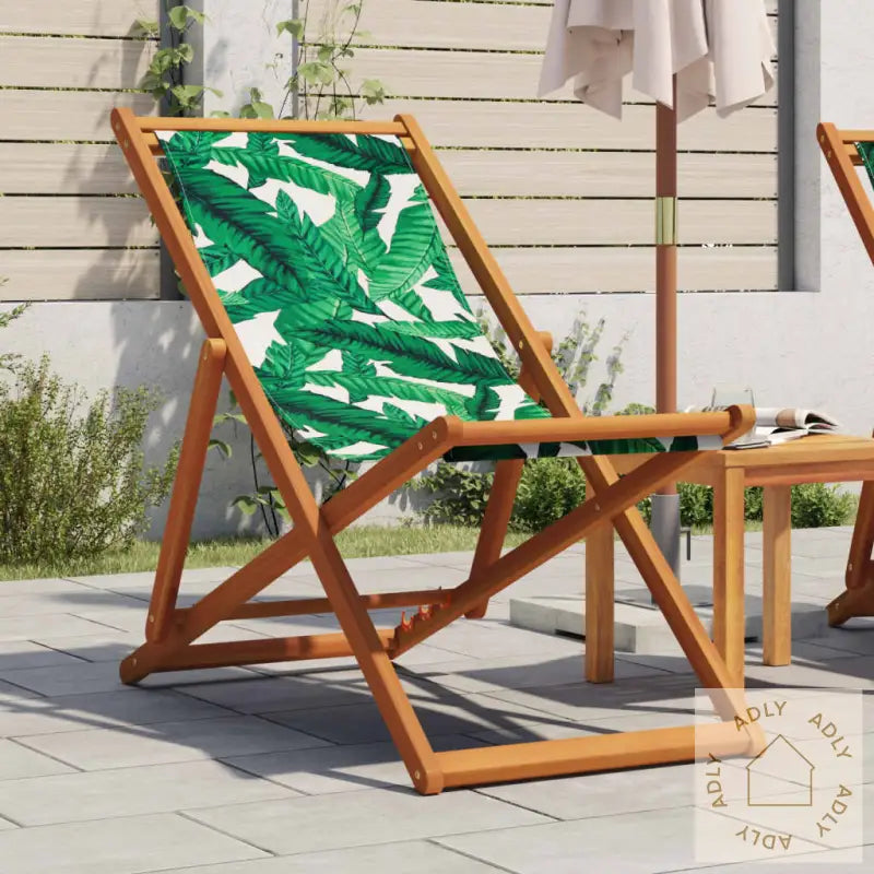Sammenleggbar Strandstol Bladmønster Heltre Eukalyptus Og Stoff