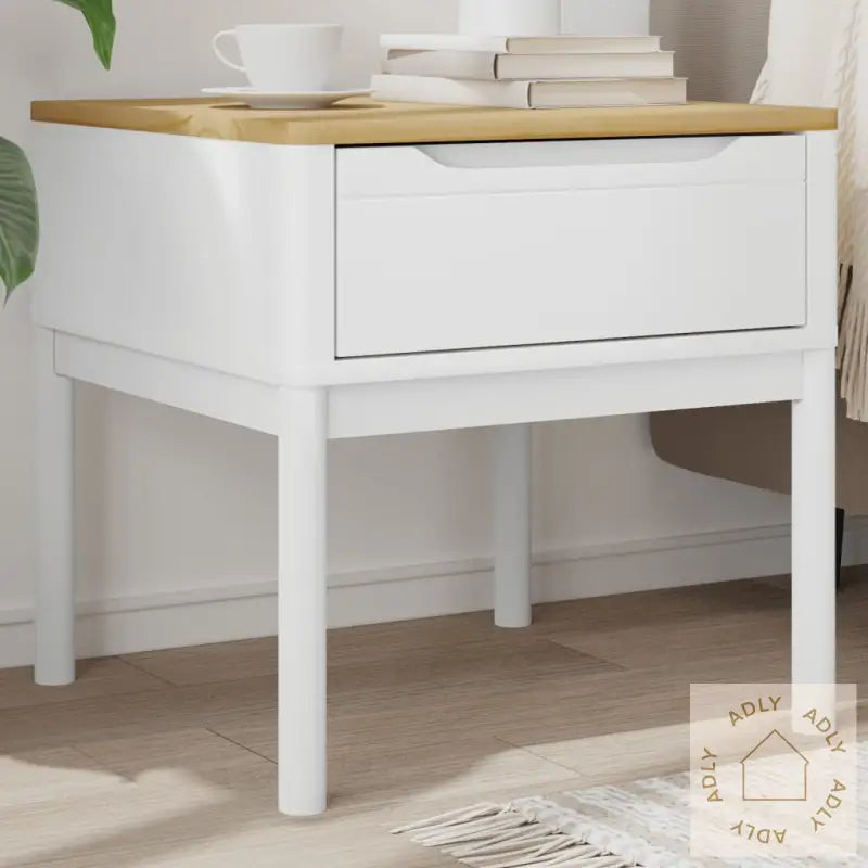 Lampebord Floro Hvit 55X55X54 Cm Heltre Furu