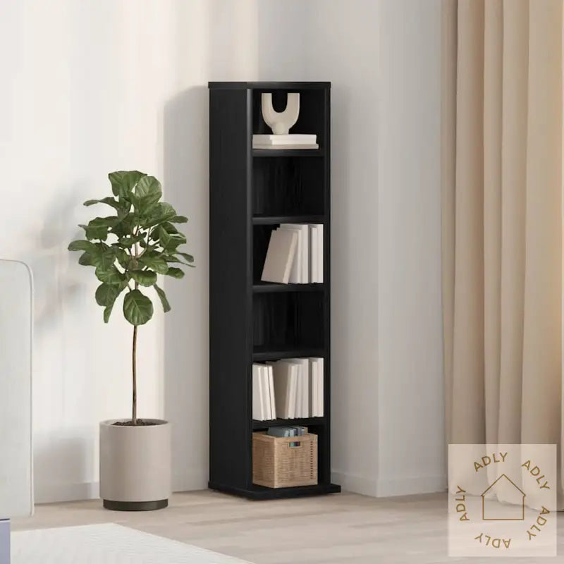 Cd-Skap Svart Eik 21X20X88 Cm Konstruert Tre