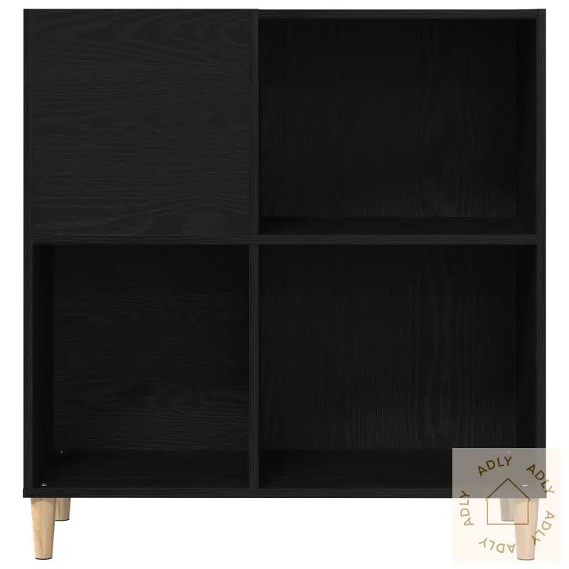 Record Cabinet Svart Eik 84,5X38X89 Cm Konstruert Tre