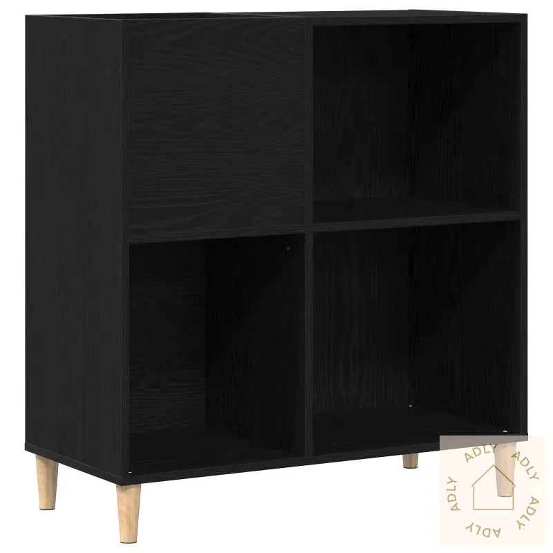 Record Cabinet Svart Eik 84,5X38X89 Cm Konstruert Tre