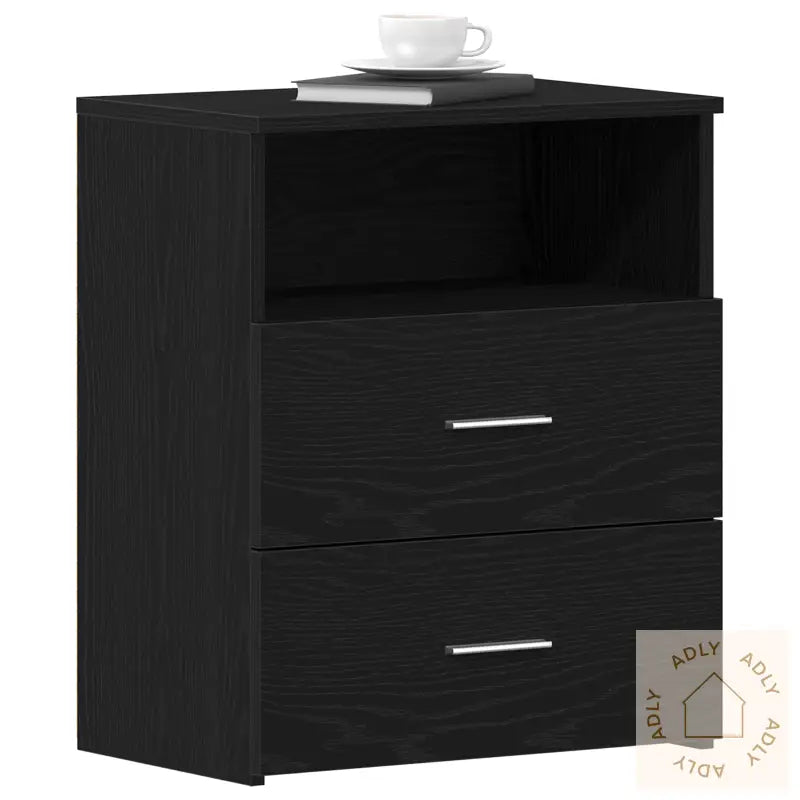 Nattbord 2 Stk Svart Eik 50X32X60 Cm Laget Av Tre