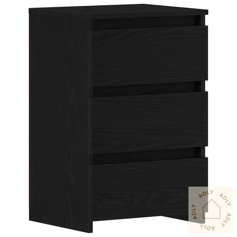 Nattbord I Svart Eik 40X35X62,5 Cm, Laget Av Konstruert Tre