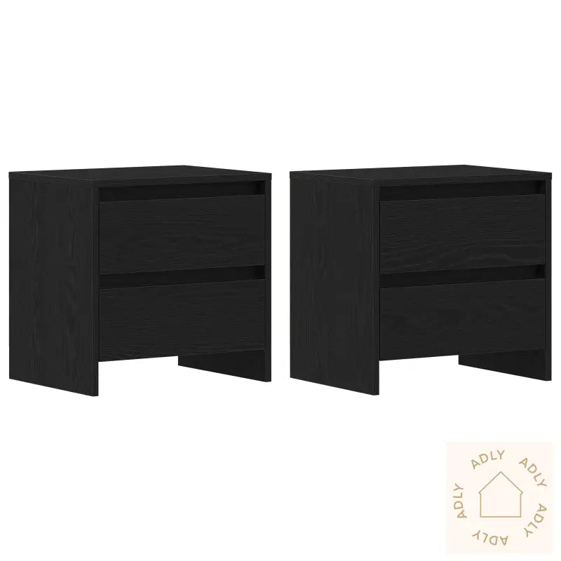 Nattbord 2 Stk Svart Eik 45X34X44,5 Cm Konstruert Tre