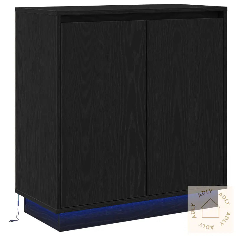 Skap Med Led Svart Eik 71X34,5X75 Cm Laget Av Tre