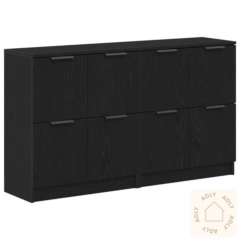 Skap 2 Stk Svart Eik 60X30X70 Cm Konstruert Tre