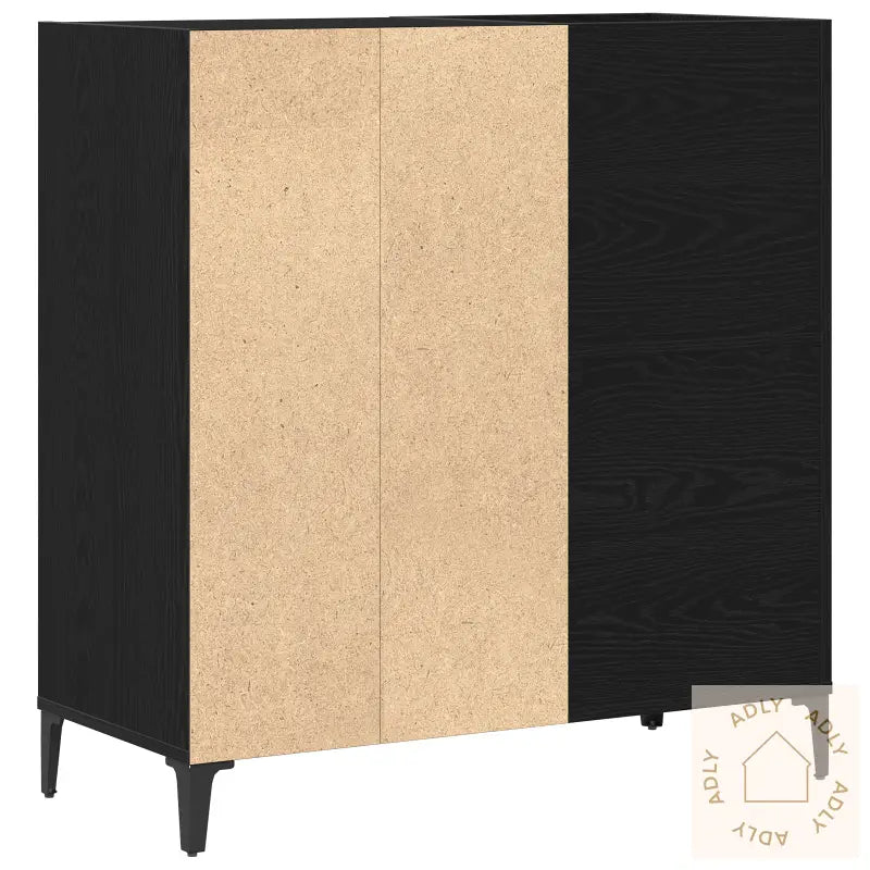 Record Cabinet Svart Eik 84,5X38X89 Cm Konstruert Tre
