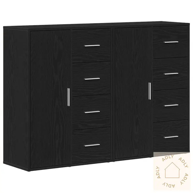 Sideboards 2 Pk Svart Eik 60X31X84 Cm Ingeniørtre