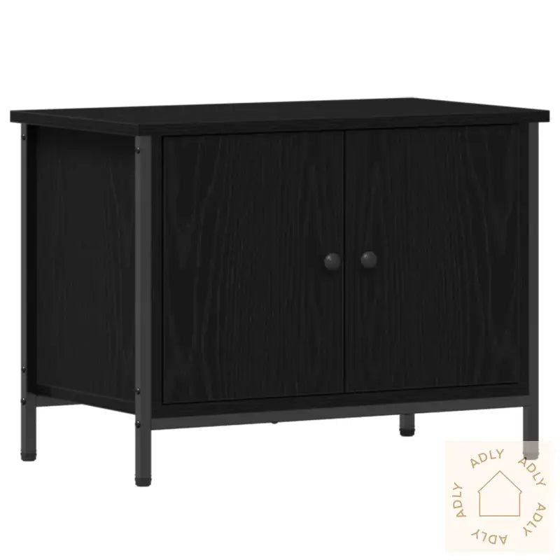 Svart Eik Tv Stativ Svart Eik Konstruert Tre 60 X 35 X 45 Cm