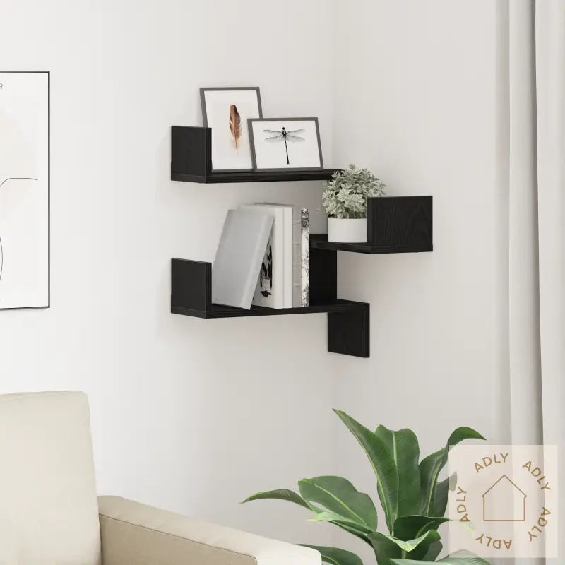 Vegghjørnehylle Svart Eik 40X40X49,5 Cm Laget Av Tre