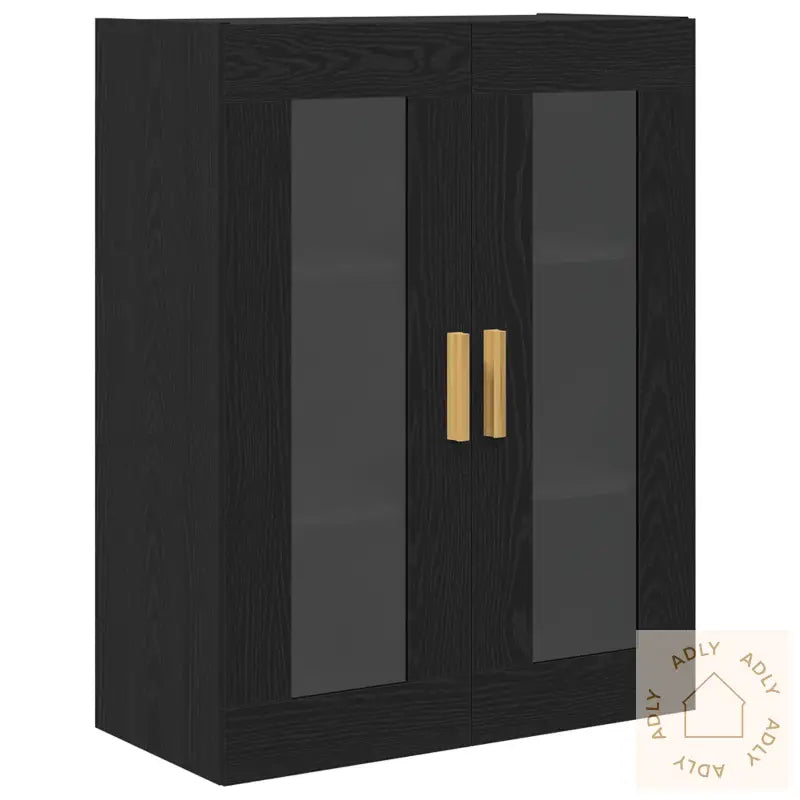 Svart Eik Vegghylle - 69.5X34X90 Cm