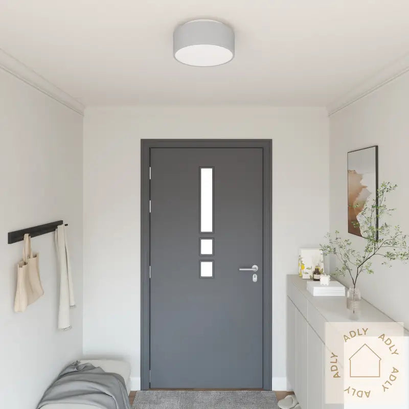 Taklamper Innfelt Grå Ø 30 Cm Stoff E27