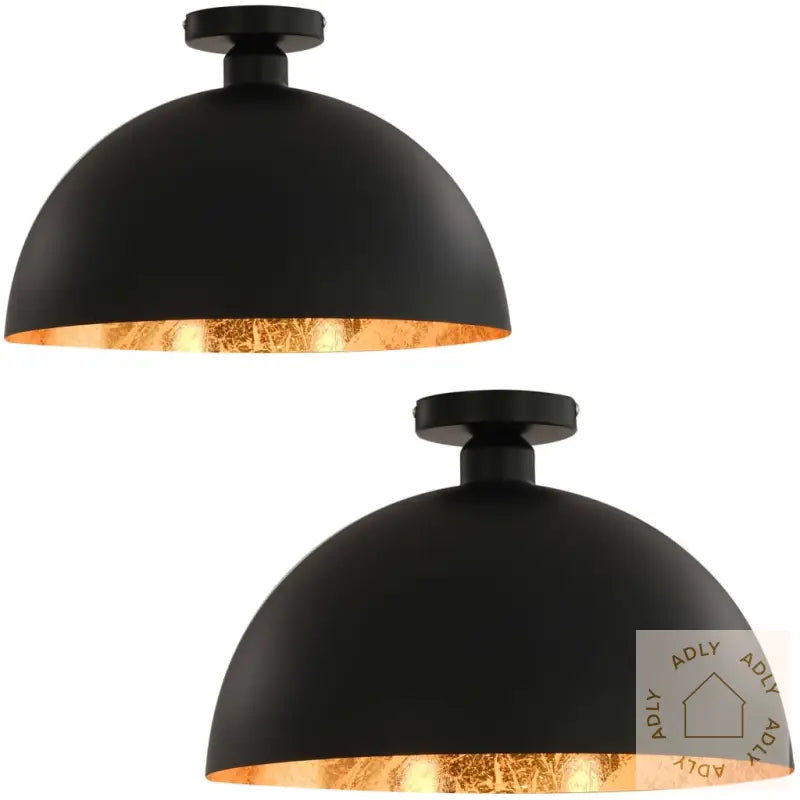 Taklamper 2 Stk Svart Og Gull Halvkuleformet E27