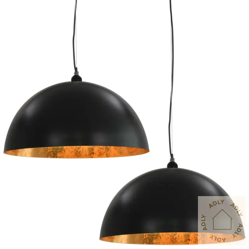 Taklamper 2 Stk Svart Og Gull Halvkuleformet 50 Cm E27