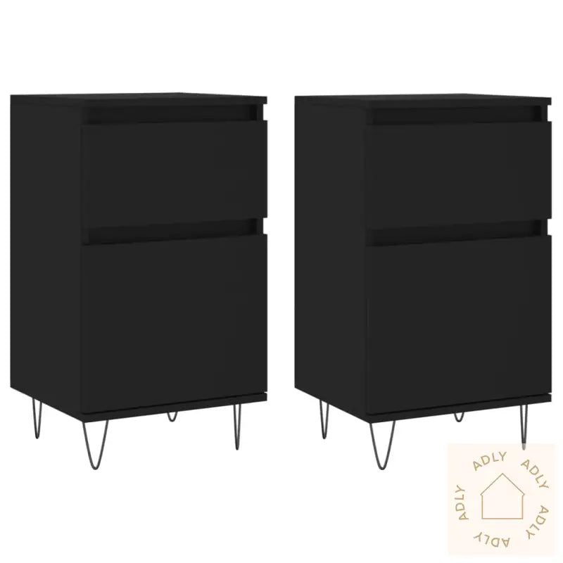 Skjenk 2 Stk Svart 40X35X70 Cm Konstruert Tre