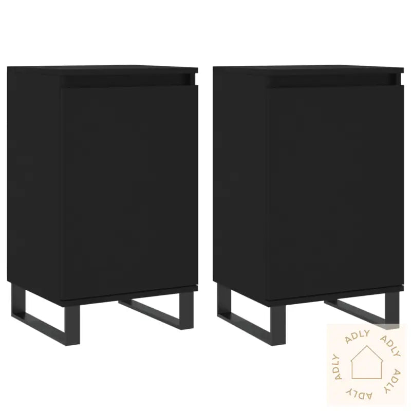 Skjenk 2 Stk Svart 40X35X70 Cm Konstruert Tre