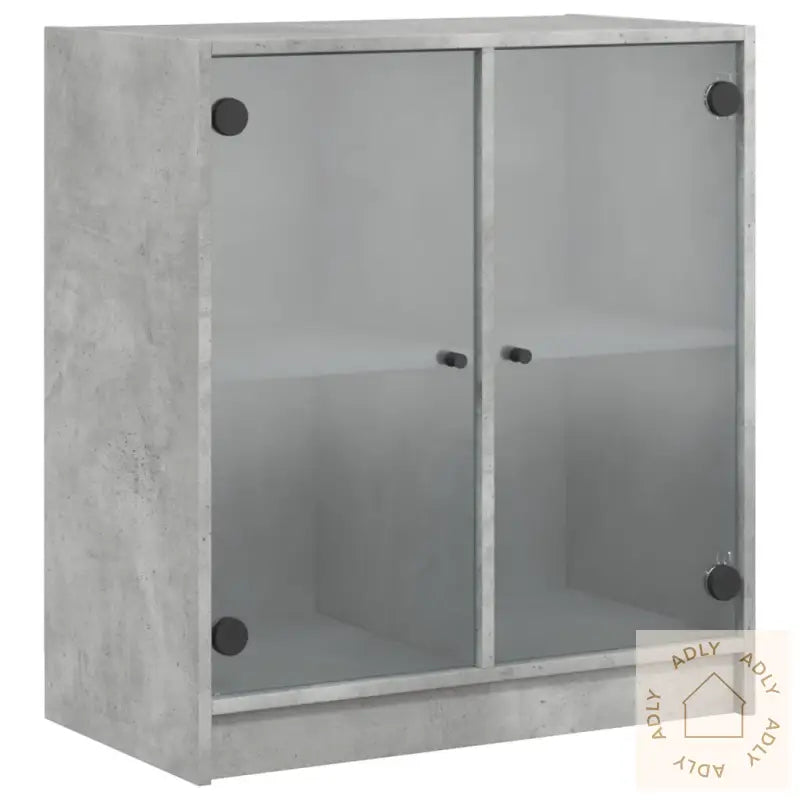 Sideskap Med Glassdører Betonggrå 68X37X75,5 Cm