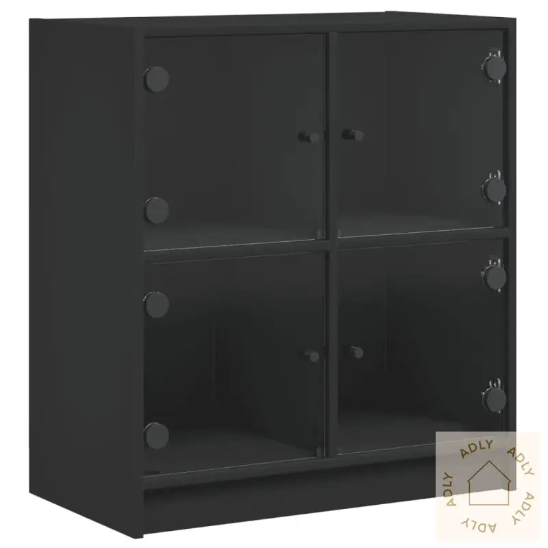 Sideskap Med Glassdører Svart 68X37X75,5 Cm