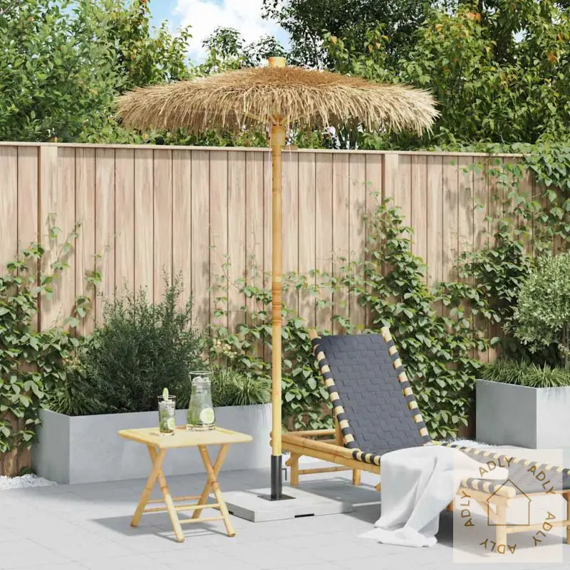 Tiki Paraply Med Banan Blad Kalesje 150 Cm Bambus