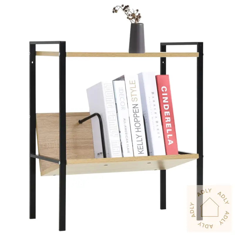 Bokhylle 2 Lag Svart Og Eik 52X28X59 Cm Konstruert Tre