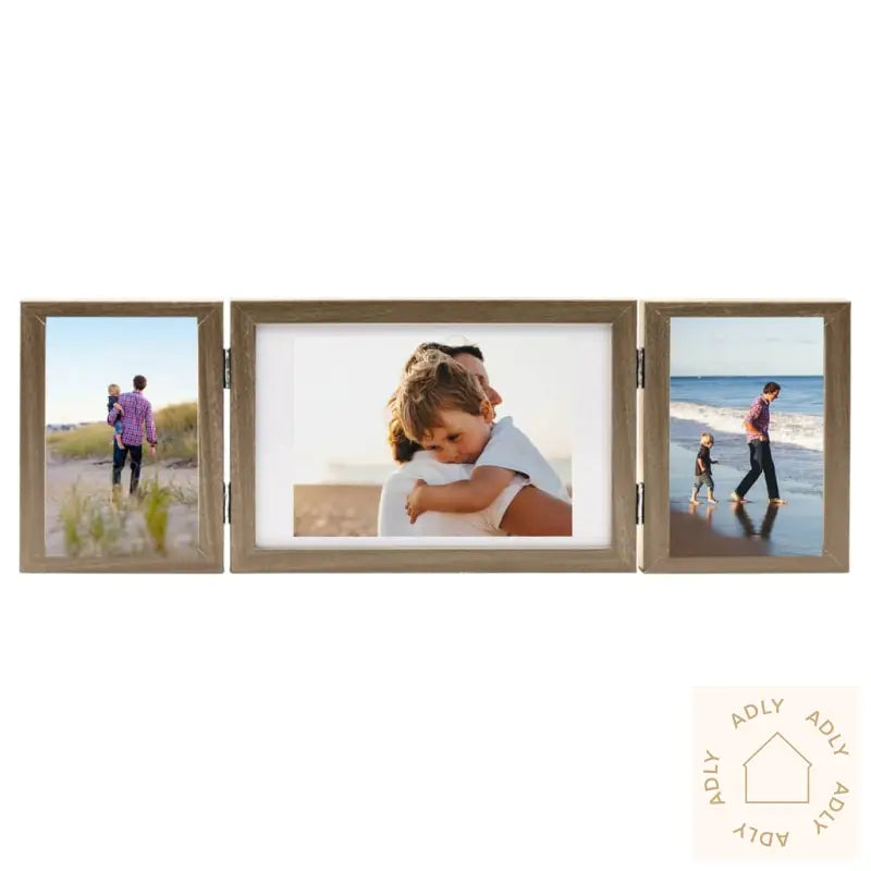 Trefoldig Fotorammekollage Lysebrun 28X18 Cm+2X(13X18 Cm)