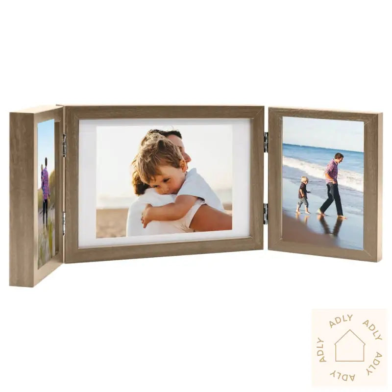 Trefoldig Fotorammekollage Lysebrun 28X18 Cm+2X(13X18 Cm)