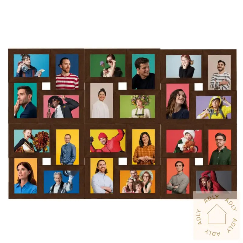 Fotorammekollasj For 24X(10X15 Cm) Bilde Mørkebrun Mdf