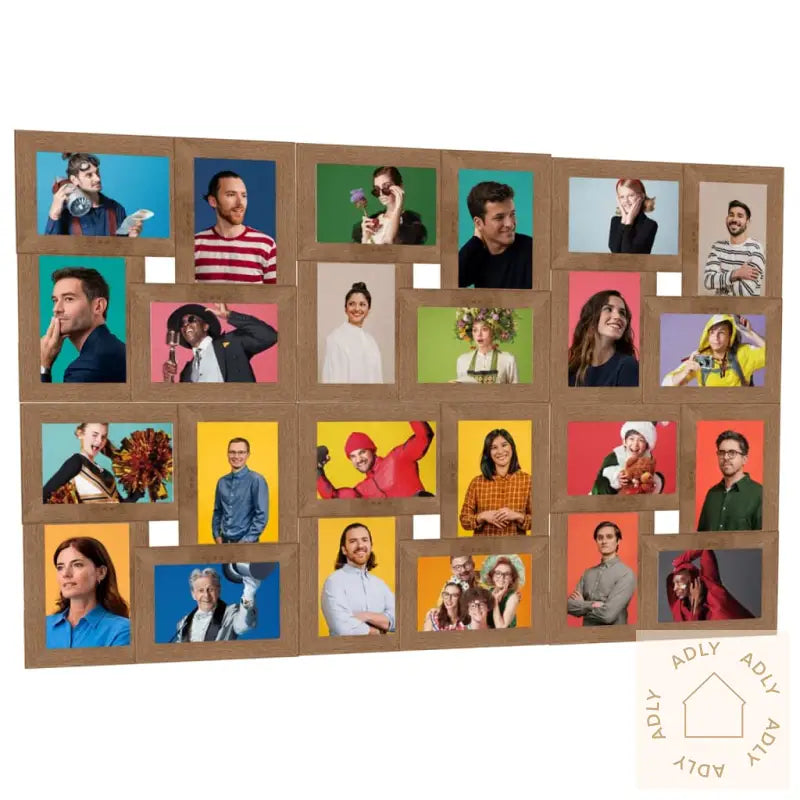 Fotorammekollasj For 24X(10X15 Cm) Bilde Lysebrun Mdf