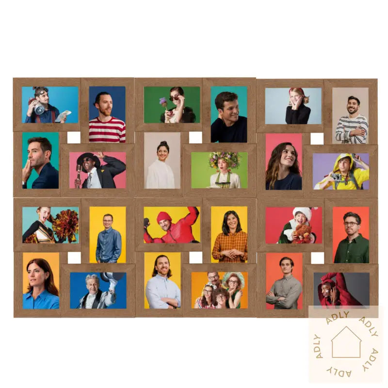 Fotorammekollasj For 24X(10X15 Cm) Bilde Lysebrun Mdf