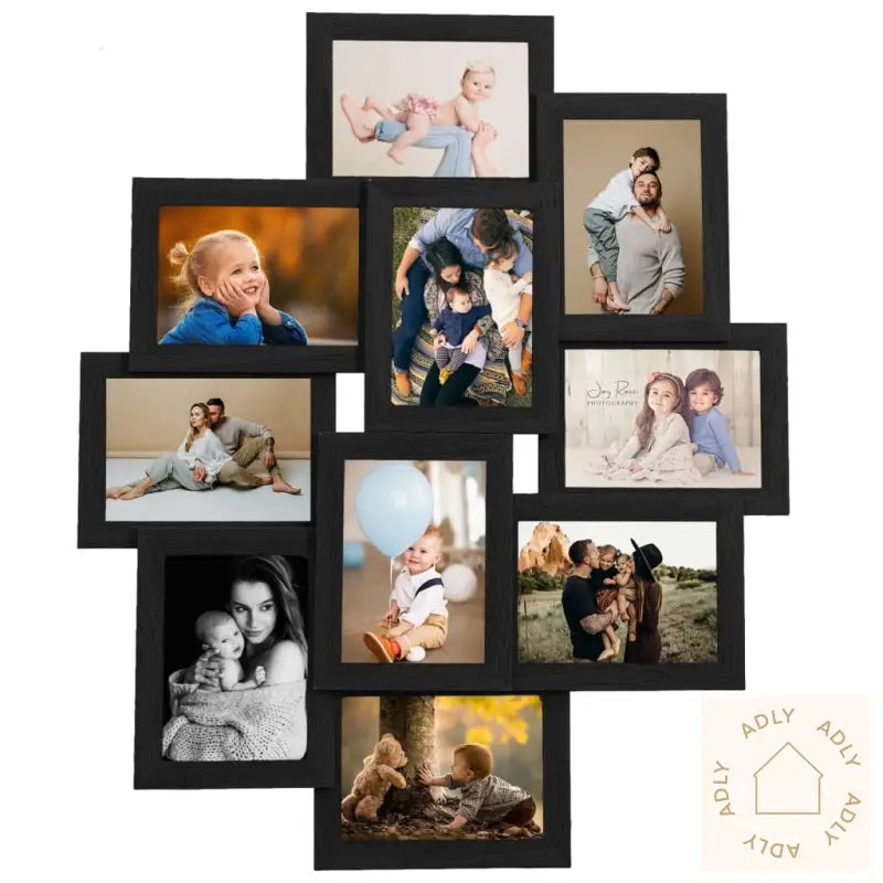 Fotorammekollasj For 10X(10X15 Cm) Bilde Svart Mdf
