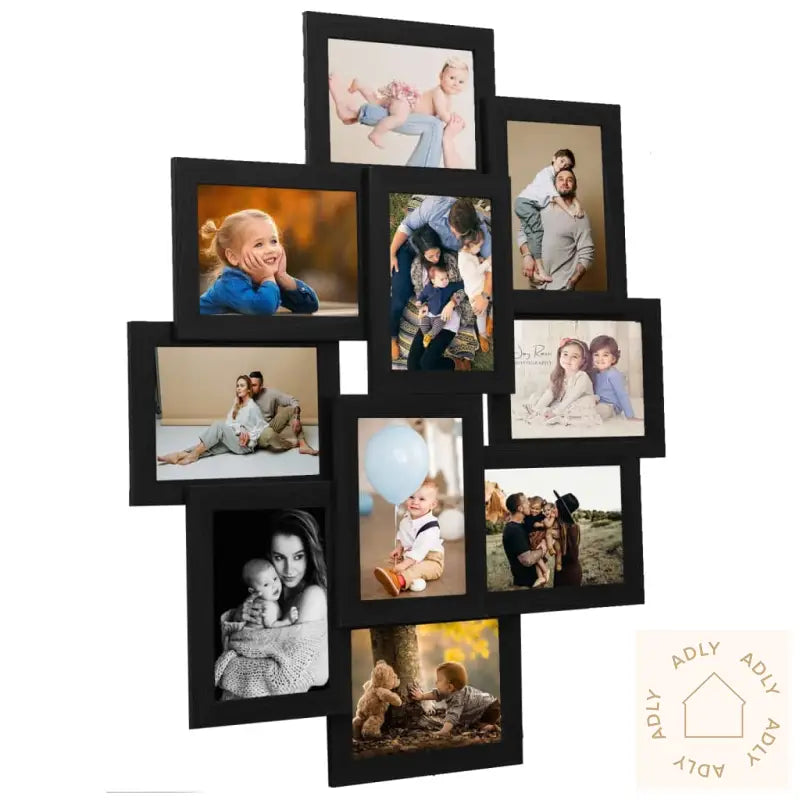 Fotorammekollasj For 10X(10X15 Cm) Bilde Svart Mdf