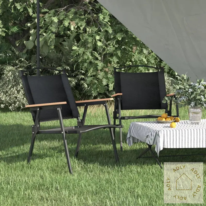 Campingstoler 2 Stk Svart 54X55X78 Cm Oxfordstoff