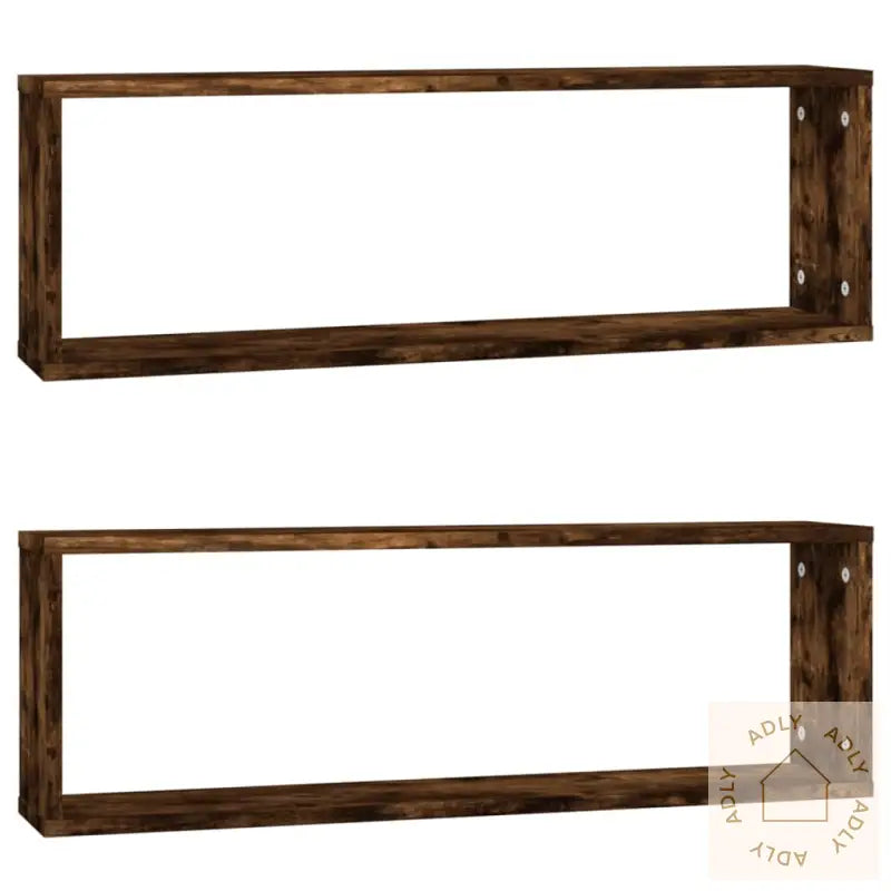 Vegghyller Kube 2 Stk Røkt Eik 80X15X26,5 Cm Konstruert Tre