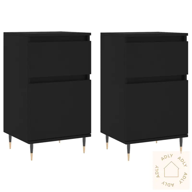Skjenk 2 Stk Svart 40X35X70 Cm Konstruert Tre