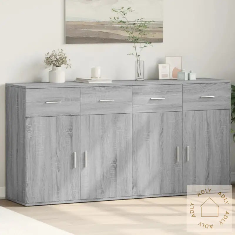 Skjenker 2 Stk Grå Sonoma 79X38X80 Cm Konstruert Tre