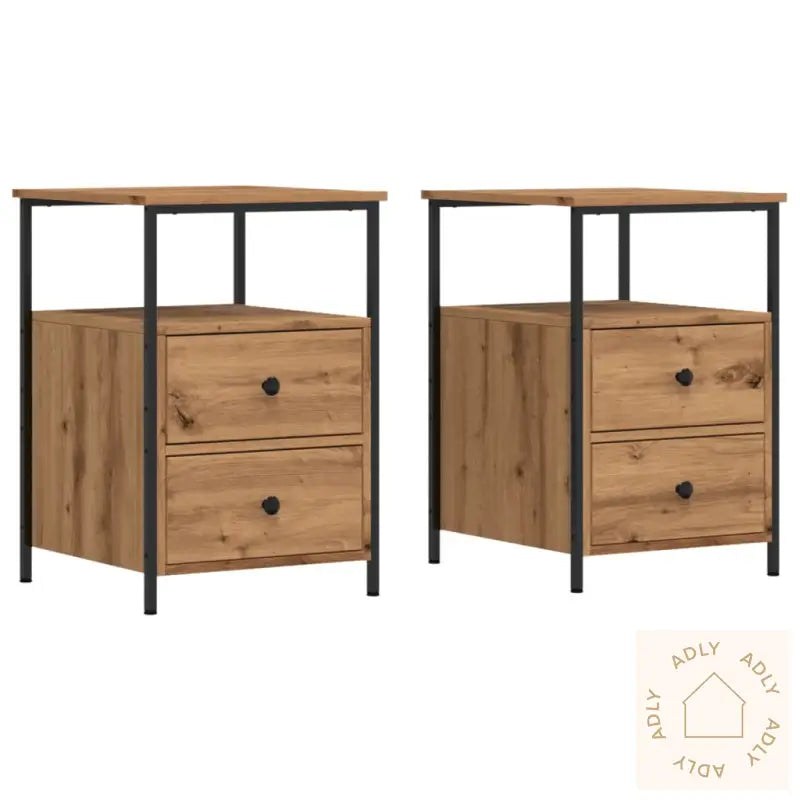 Nattbord 2 Stk Artisan Eik 34X35,5X50 Cm Konstruert Tre