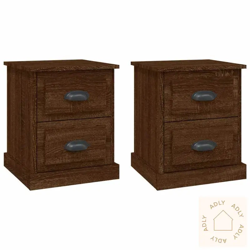 Nattbord 2 Stk Brun Eik 39X39X47,5 Cm Konstruert Tre